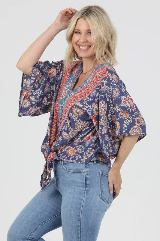 Lavender Floral Tie Top