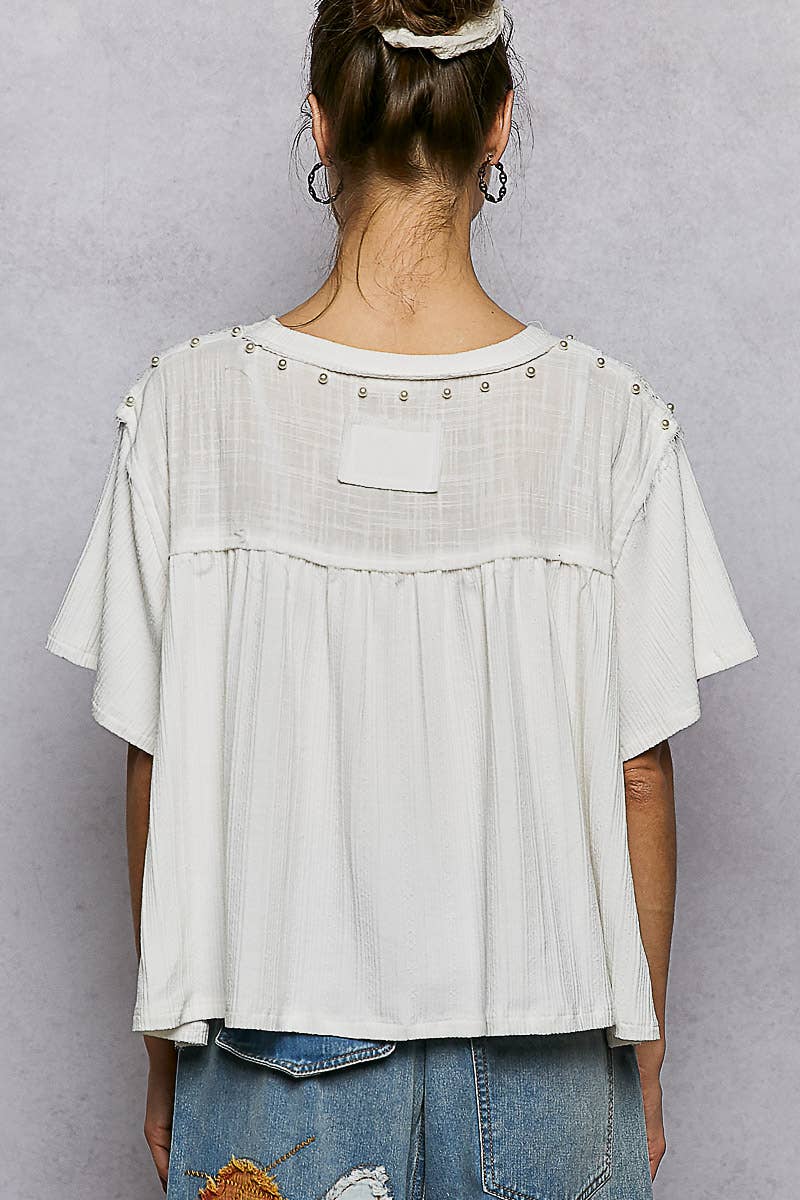 The Pearl & Lace Mixed-Media Top