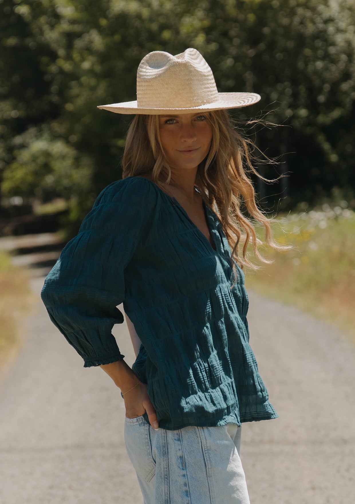 Deep Teal Textured Blouse