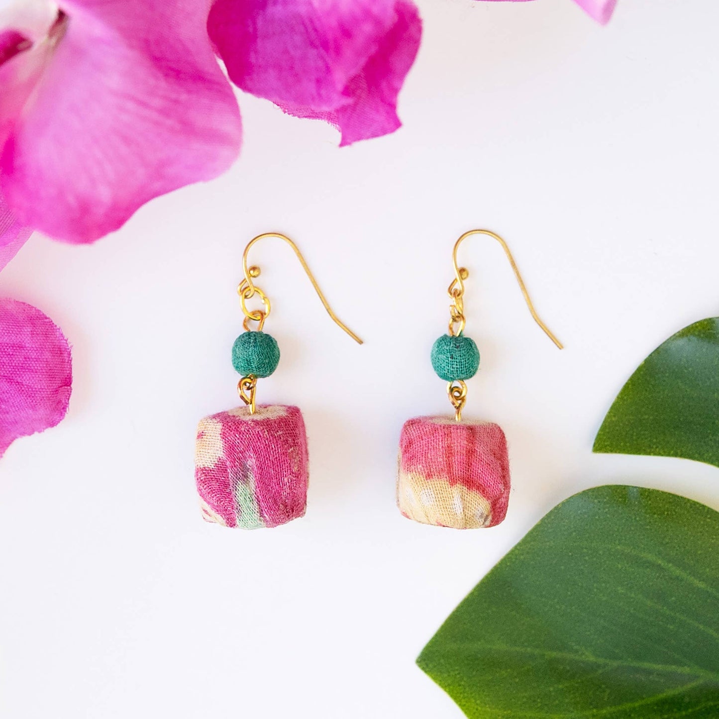 Kantha Polygon Drop Earring