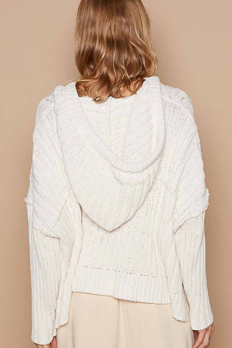 Ivory Chenille Hoodie Sweater