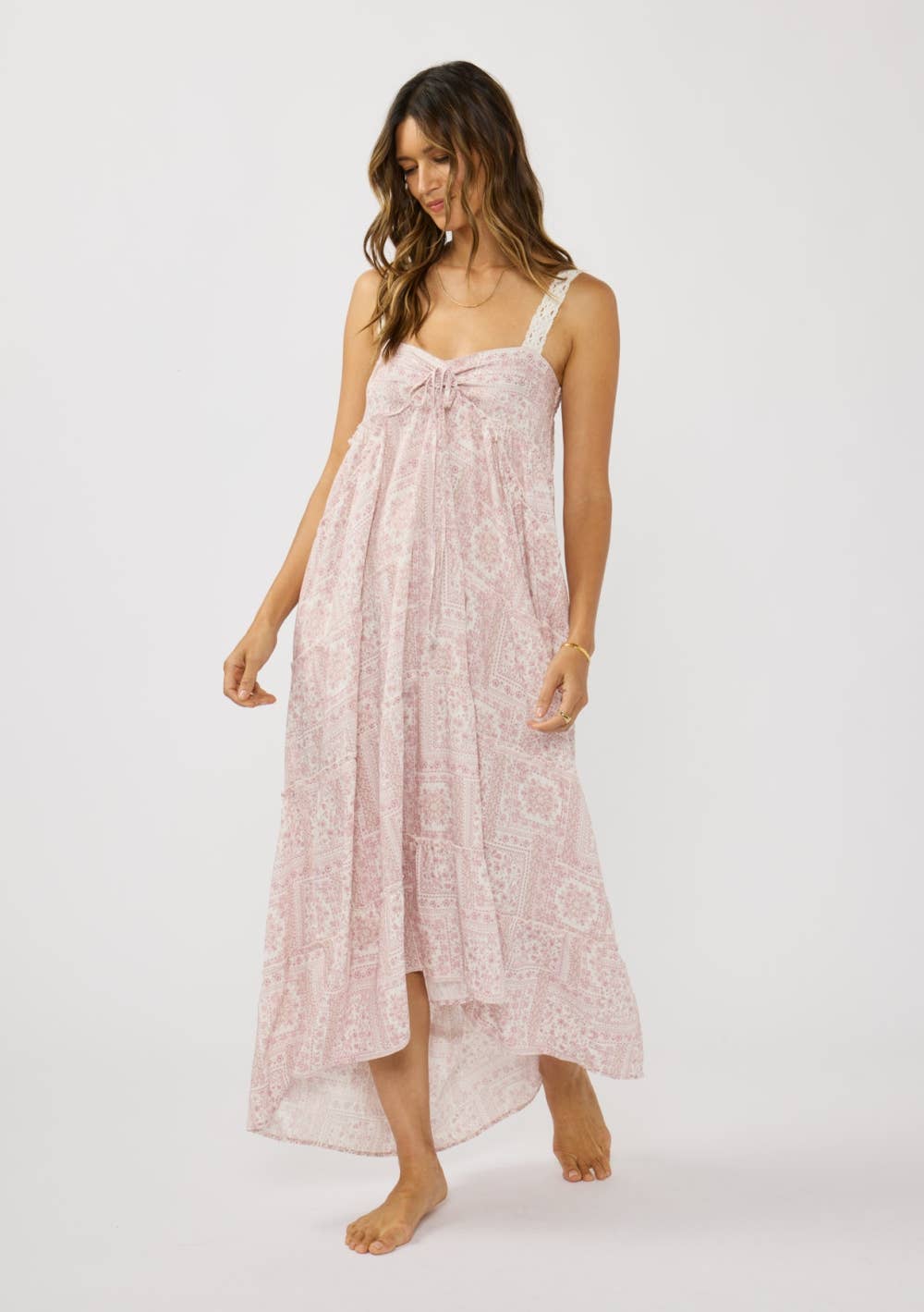 Pink Floral Lace Dress