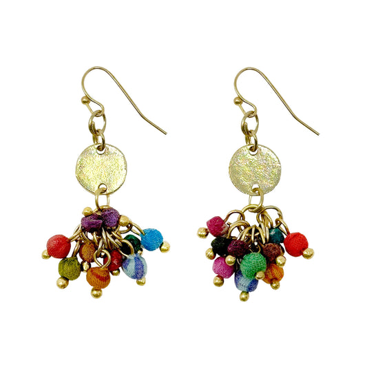 Kantha Tiny Cluster Earrings