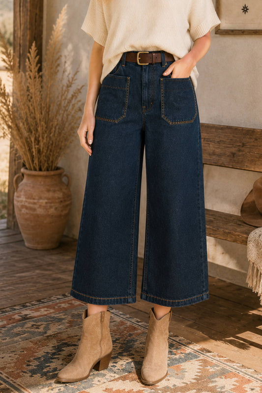 Dark Horse Cropped Wide Leg Jean