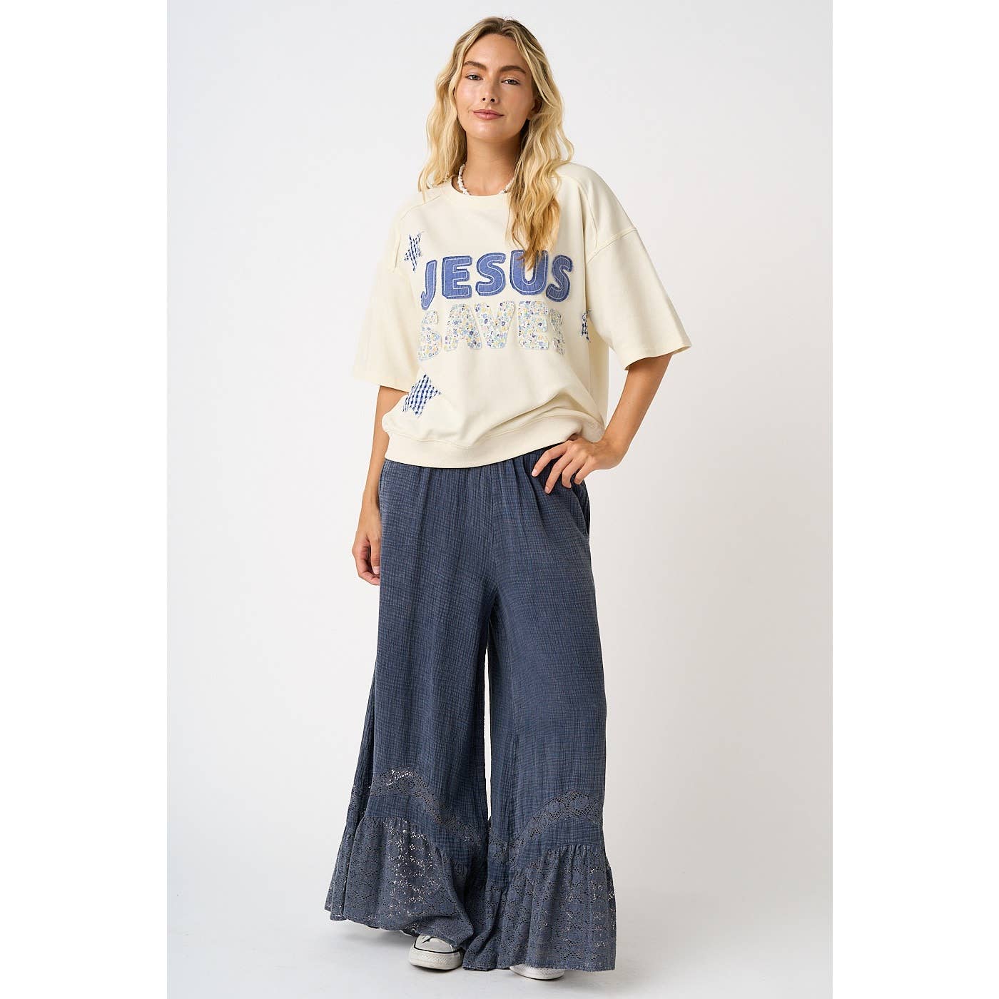 Cotton Gauze Pant in Washed Blueberry