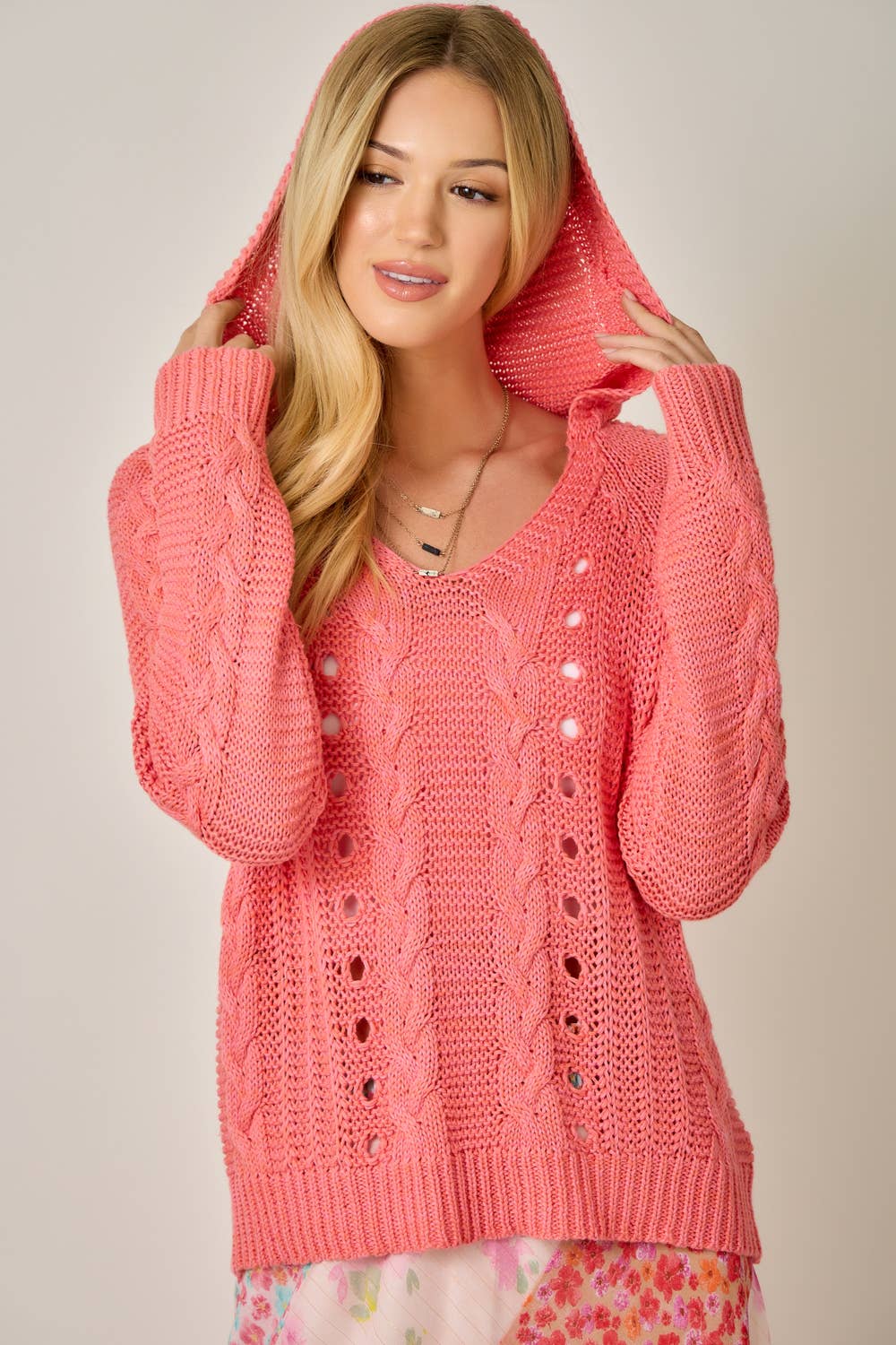 Coral Cable Sweater
