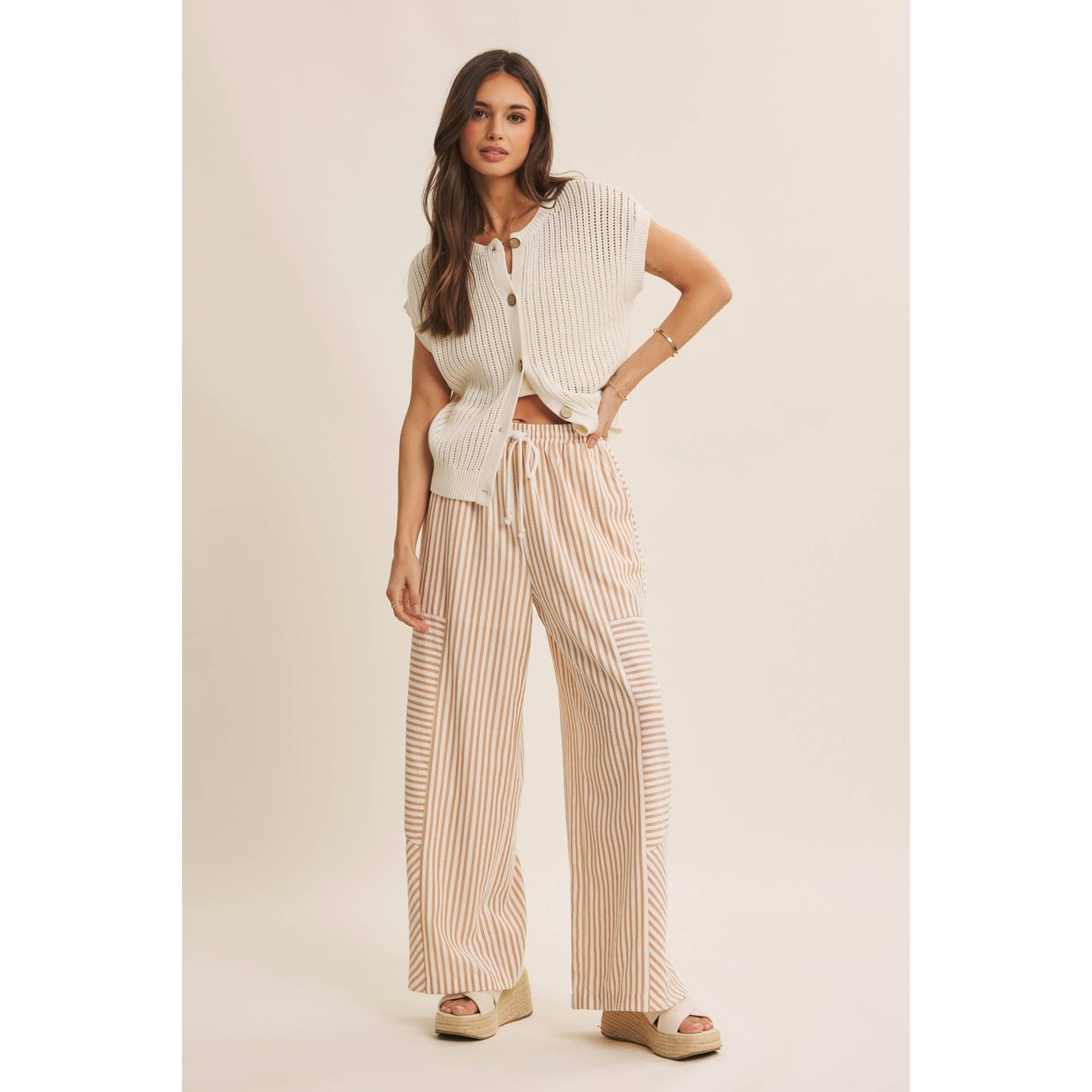 The Laurel Open-Knit Button-Down Sweater