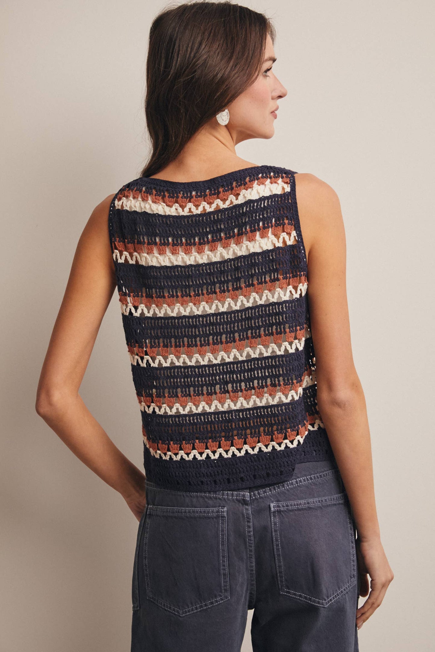 Canyon Stripe Crochet Vest