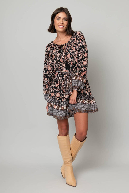 Peach Noir Ruffle Dress