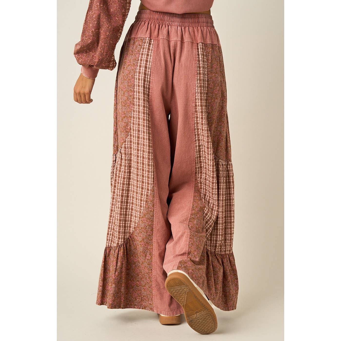 Floral Checkmate Patchwork Pants