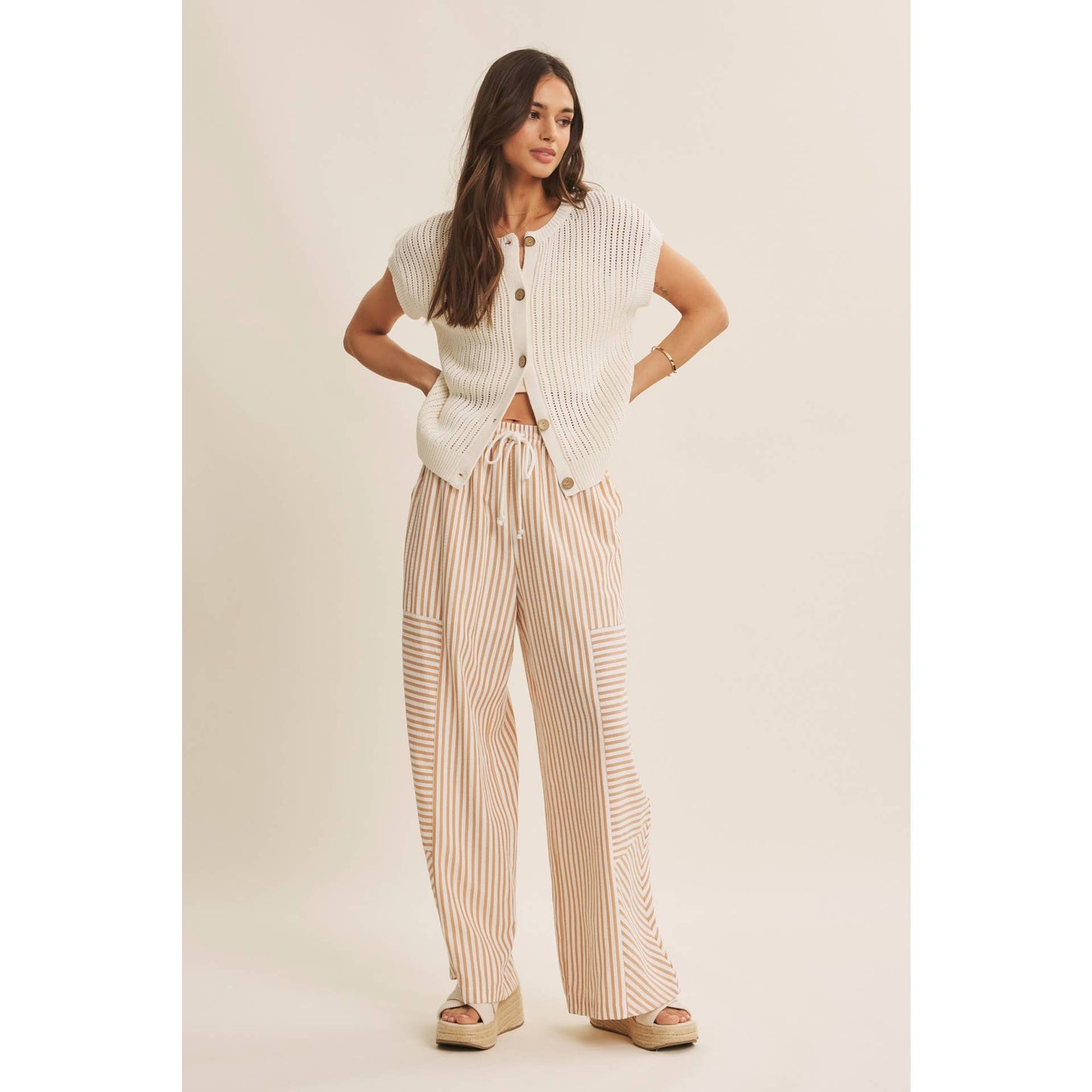 The Laurel Open-Knit Button-Down Sweater