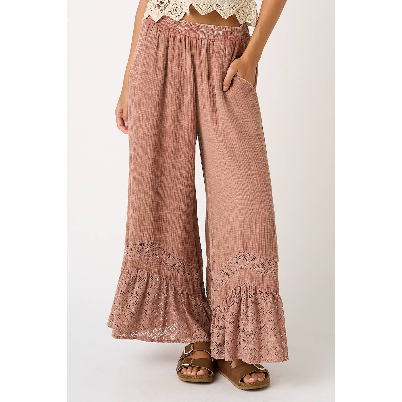 Gauze Pant in Washed Redbean