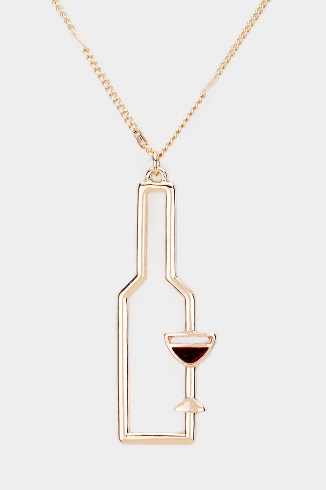 Wine Bottle & Glass Necklace