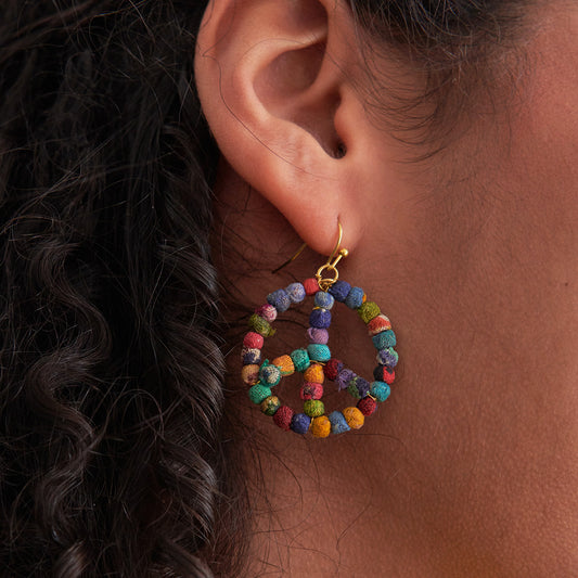 Kantha Peace Earrings