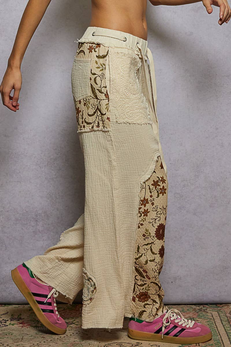 Earthy Gauze Patchwork Pant