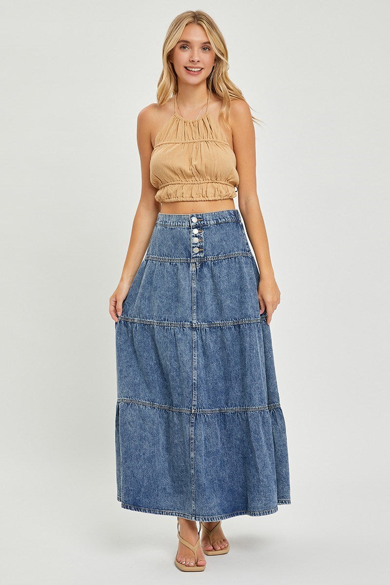 Risen Denim Skirt