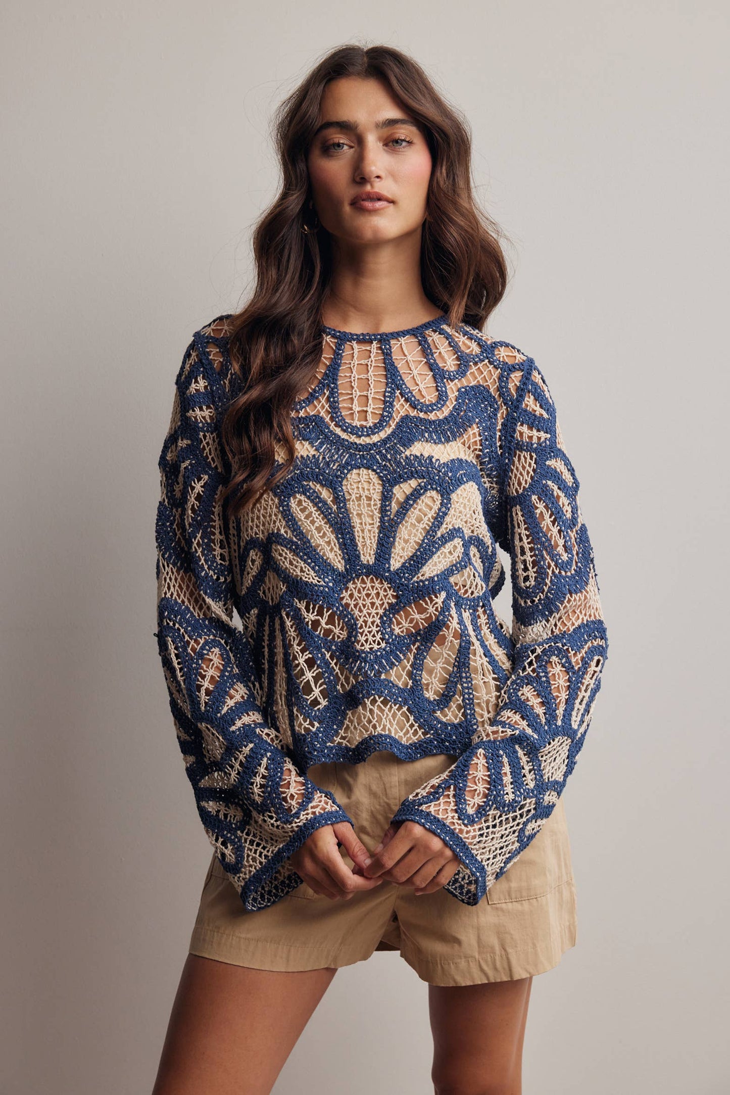 Vintage Bloom Crochet Sweater