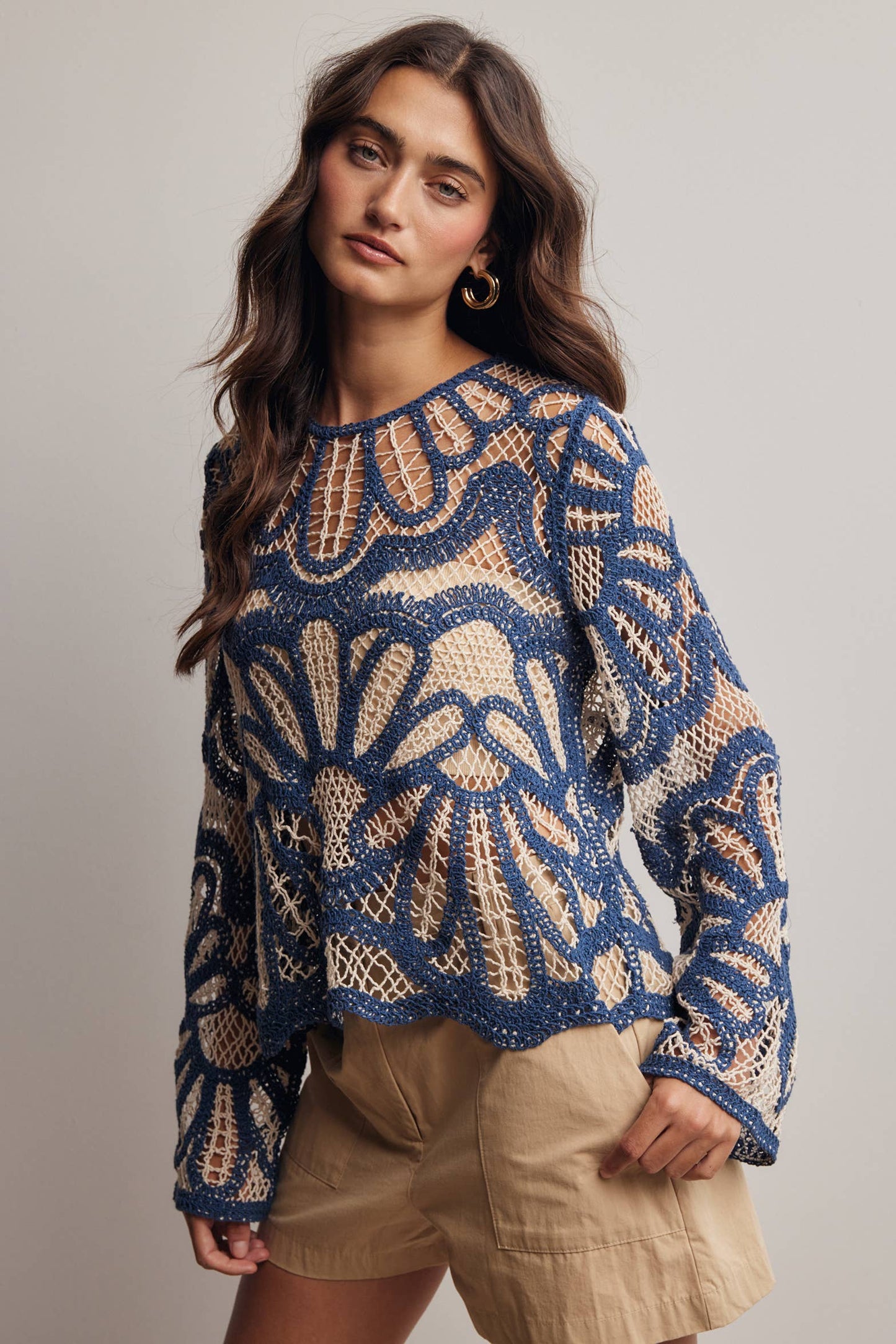 Vintage Bloom Crochet Sweater
