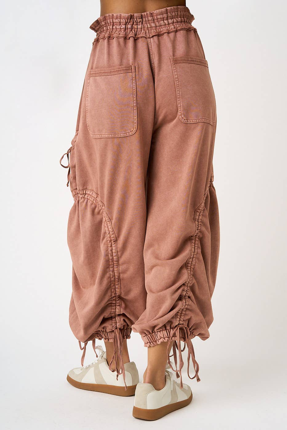 WASHED FRENCH TERRY DROP POCKET BALLOON PANTS
