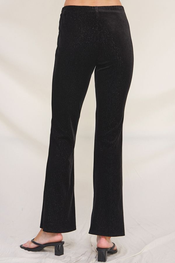 Black with Silver Stripe Velvet Legging