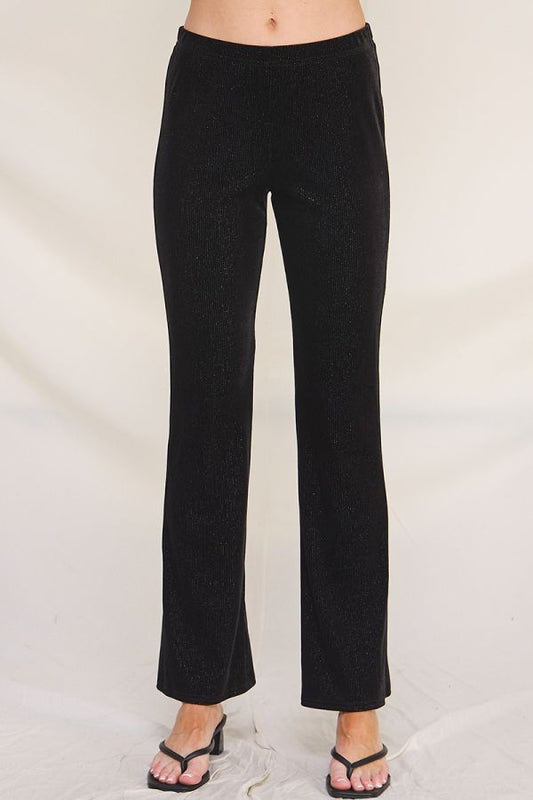 Black with Silver Stripe Velvet Legging