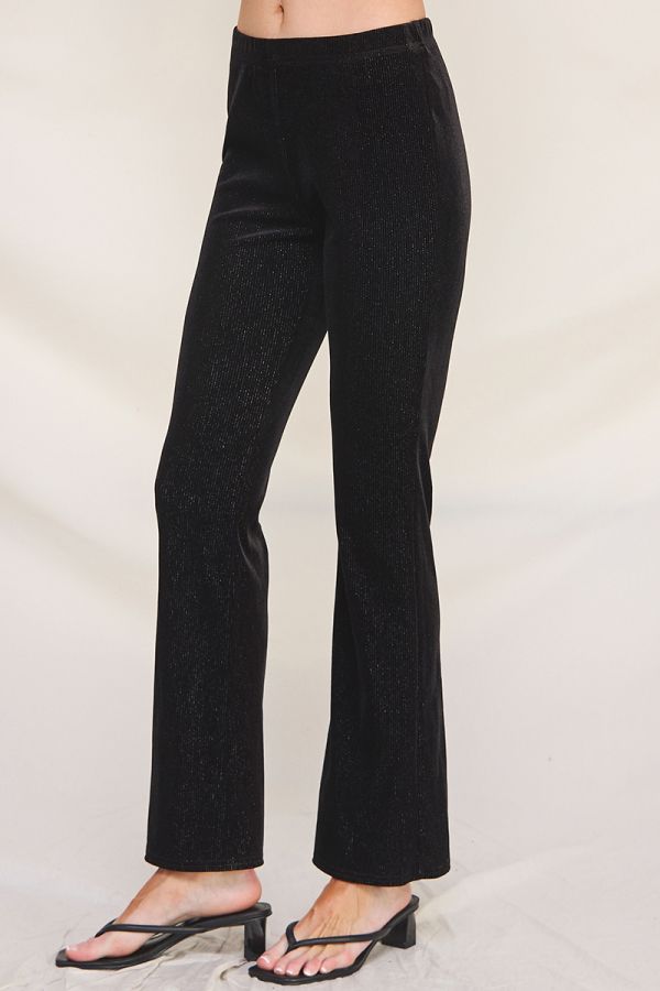 Black with Silver Stripe Velvet Legging