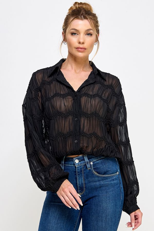 Sheer Chevron Blouse