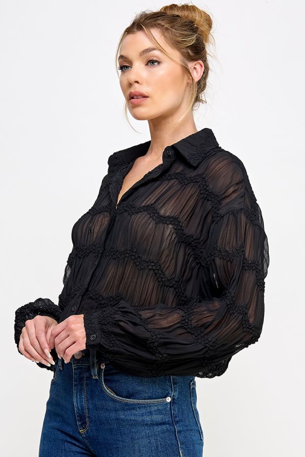 Sheer Chevron Blouse