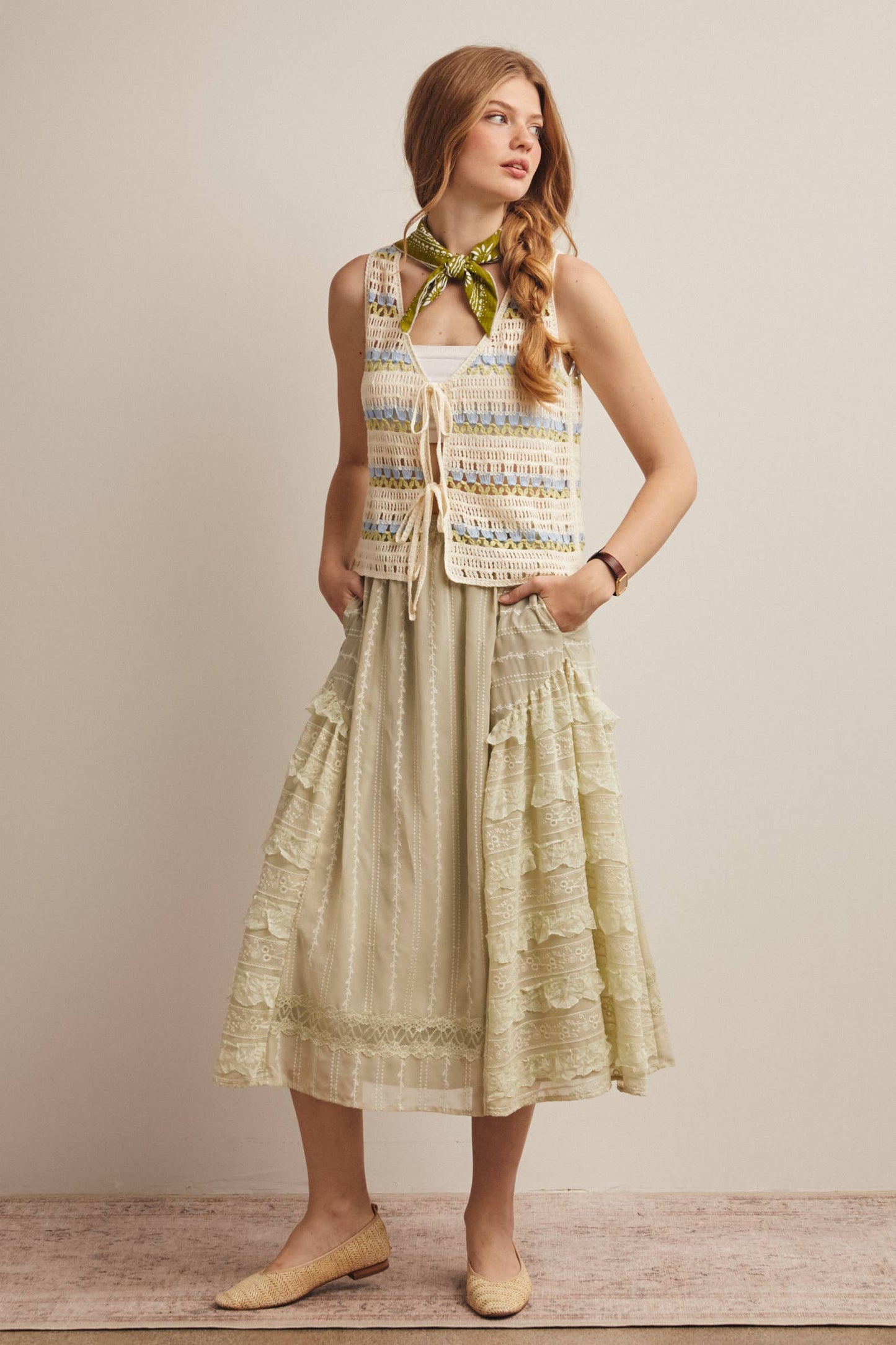 Canyon Stripe Crochet Vest