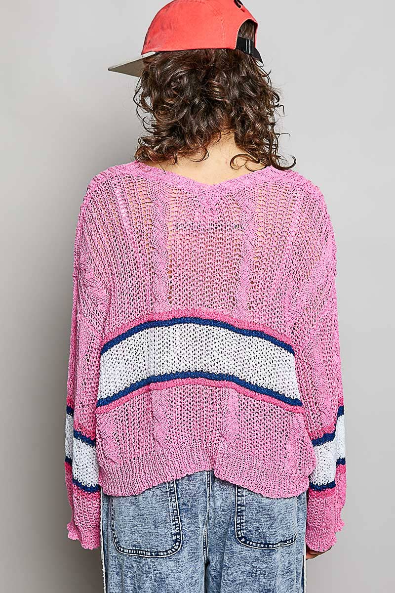 The Daydream Pink Cable-Stripe Sweater
