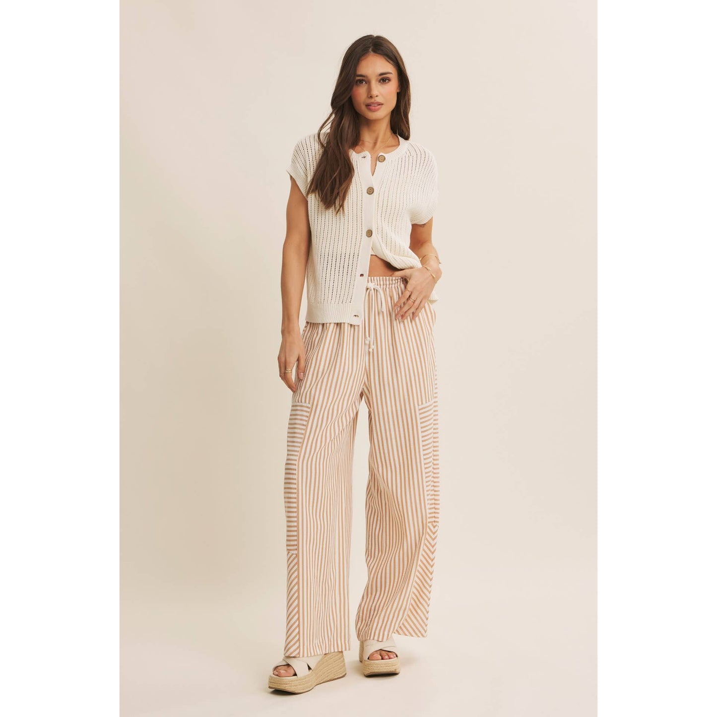 The Laurel Open-Knit Button-Down Sweater