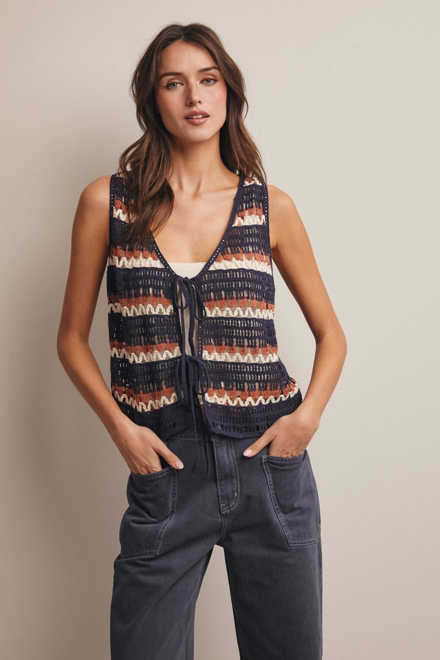 Canyon Stripe Crochet Vest