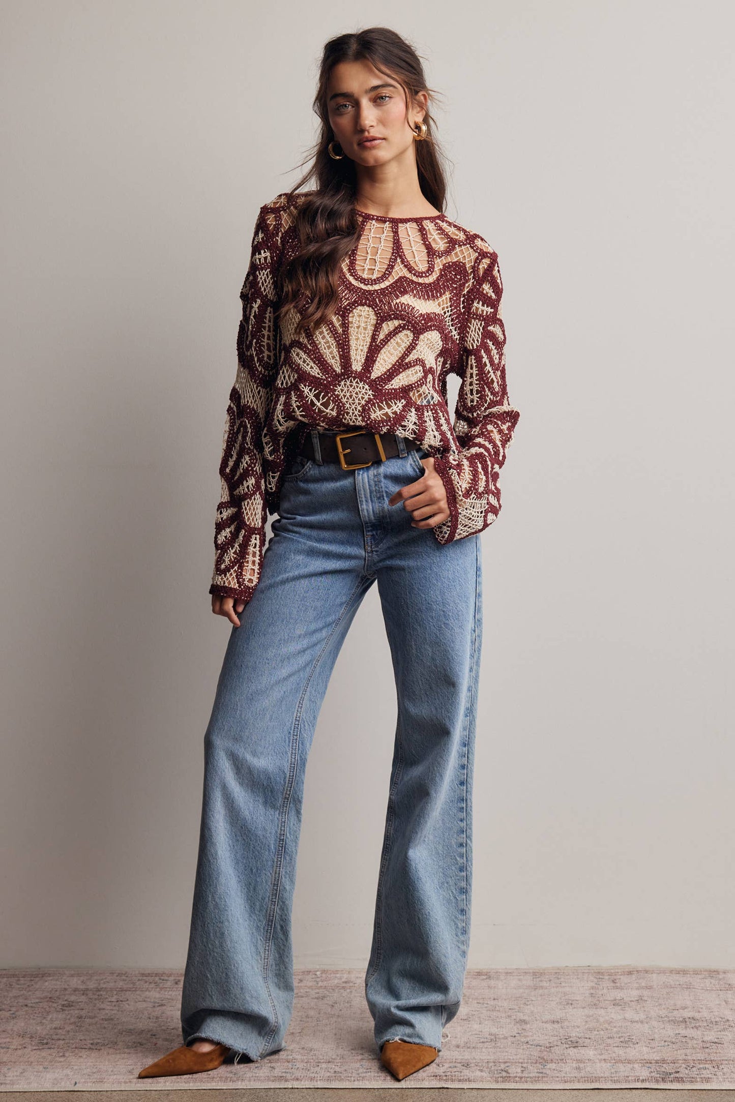 Cinnamon Bloom Crochet Sweater