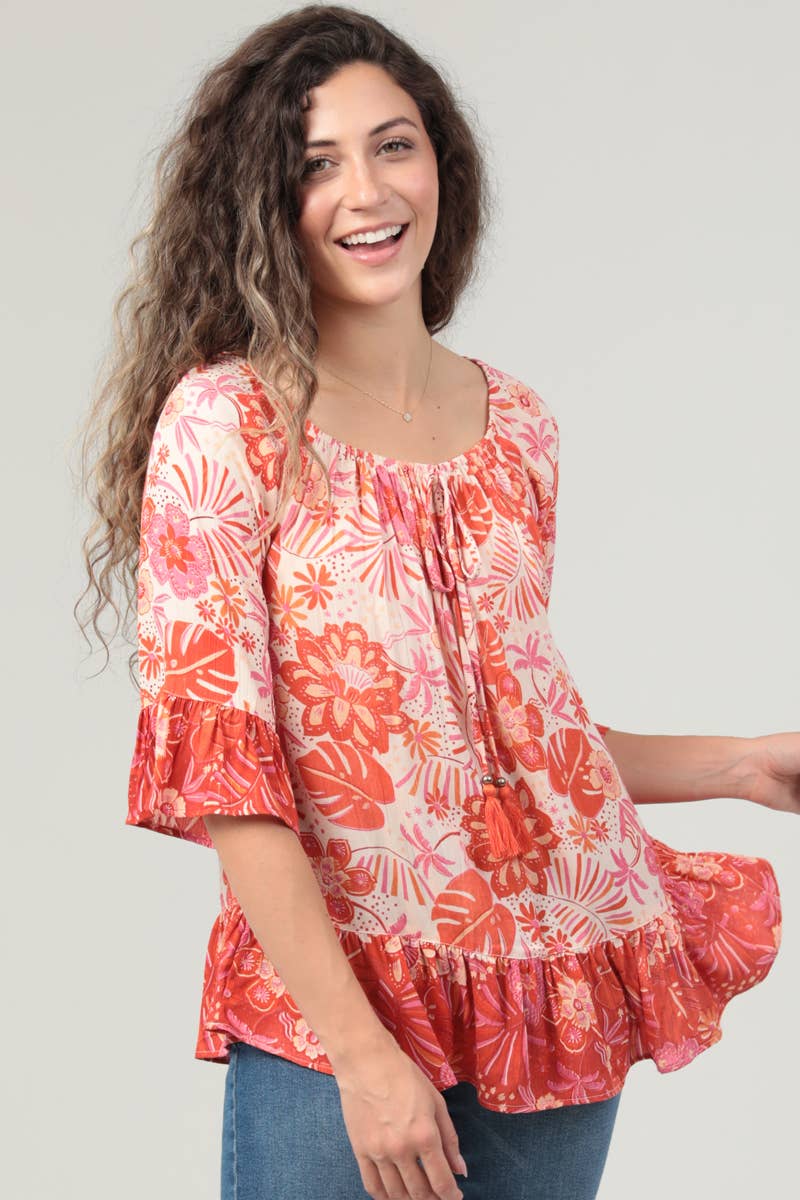 Peachy Pink Floral Top