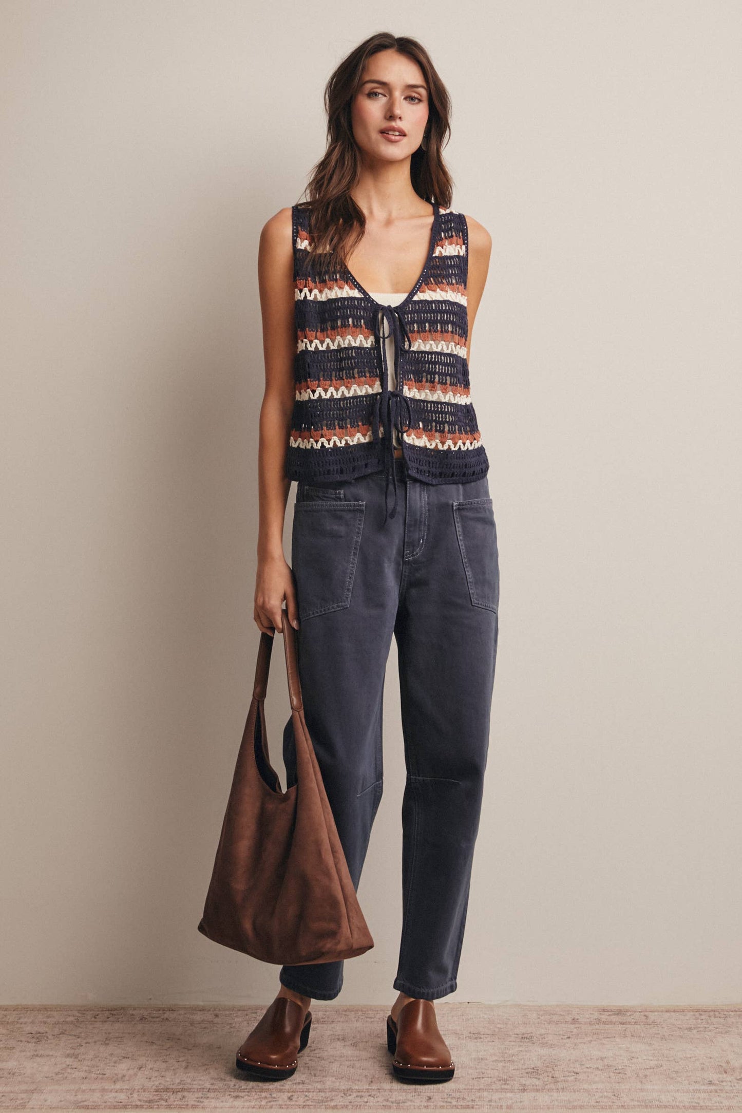 Canyon Stripe Crochet Vest