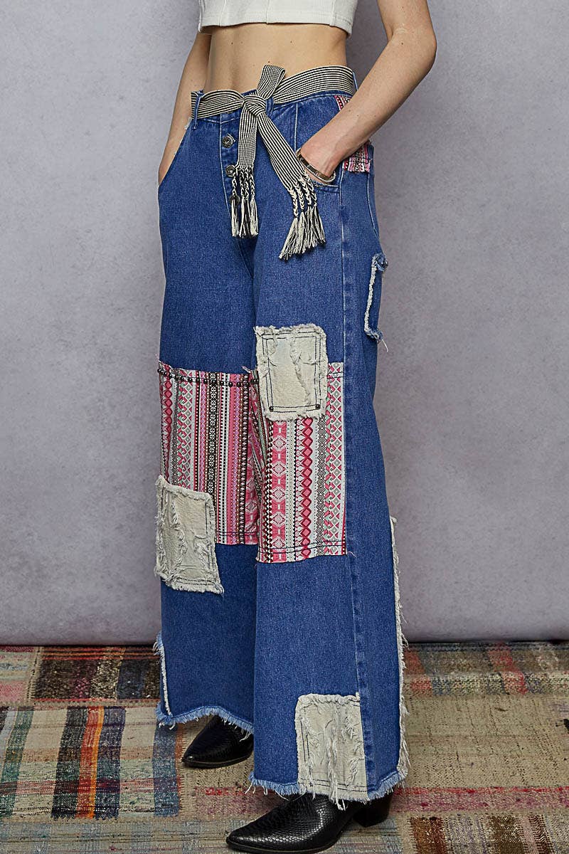 Indigo Edge Patchwork Pants