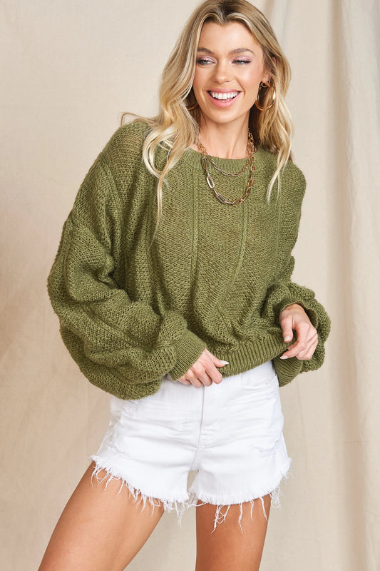 Olive Twist Sweater