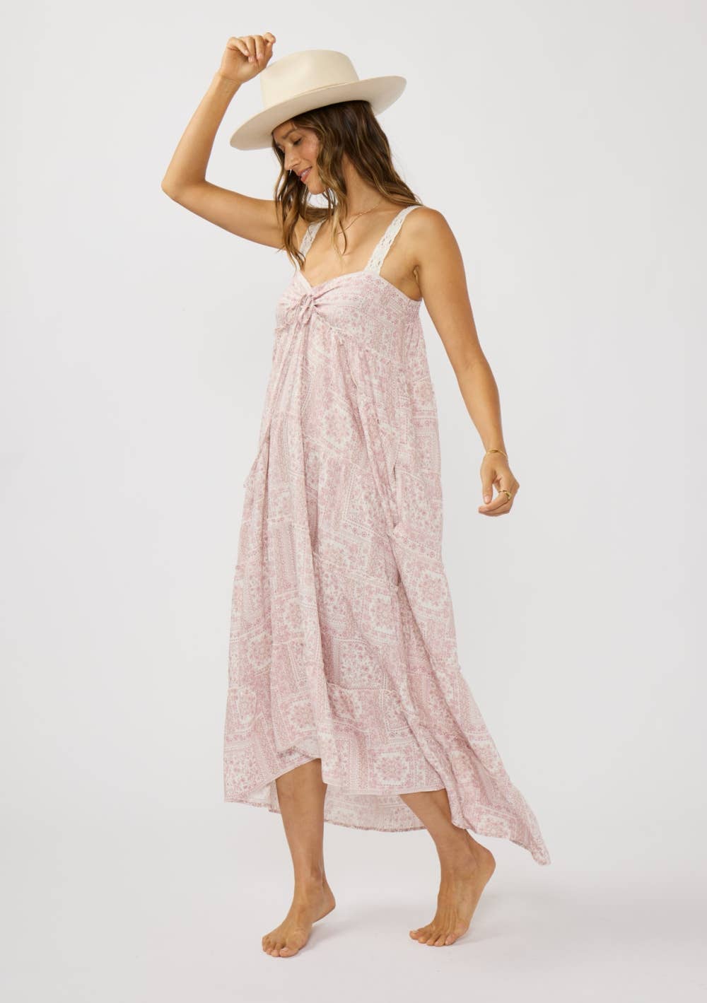 Pink Floral Lace Dress