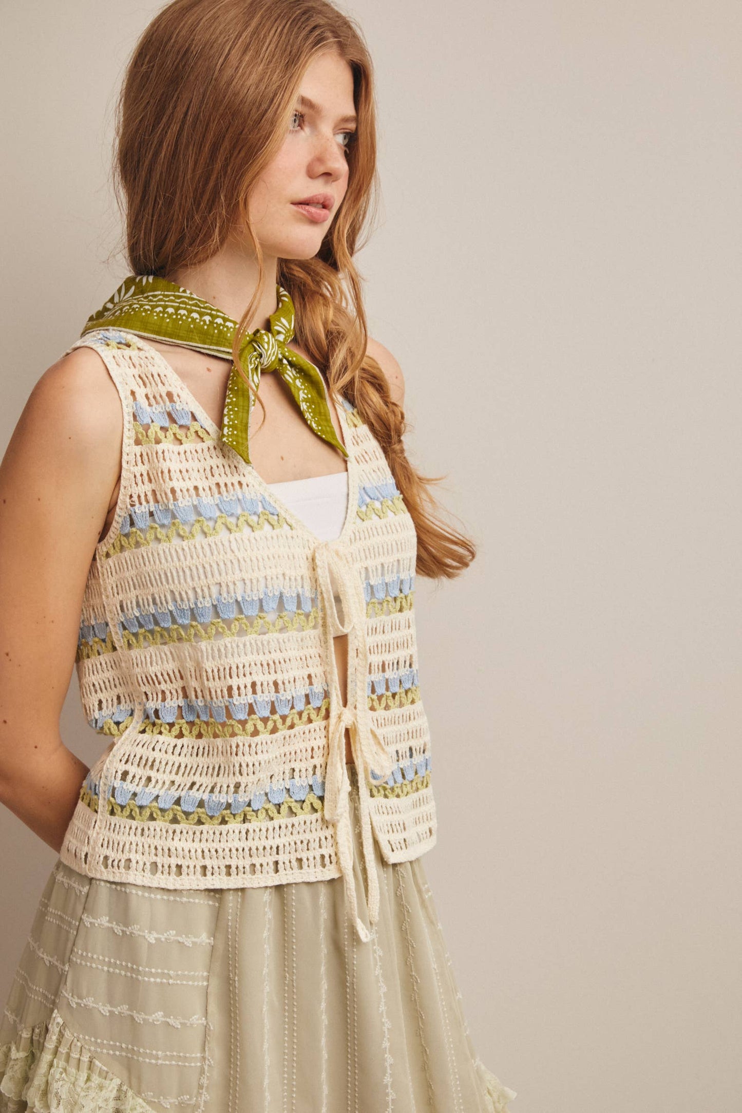 Canyon Stripe Crochet Vest