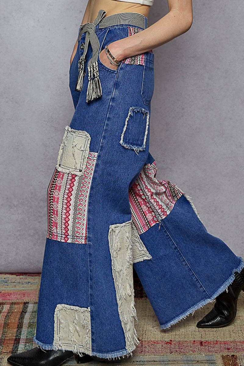 Indigo Edge Patchwork Pants