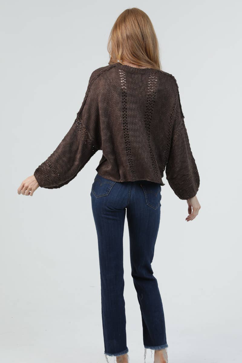Brown Bark Crochet Cardigan