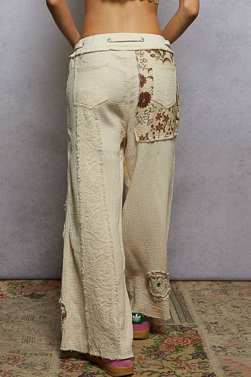 Earthy Gauze Patchwork Pant