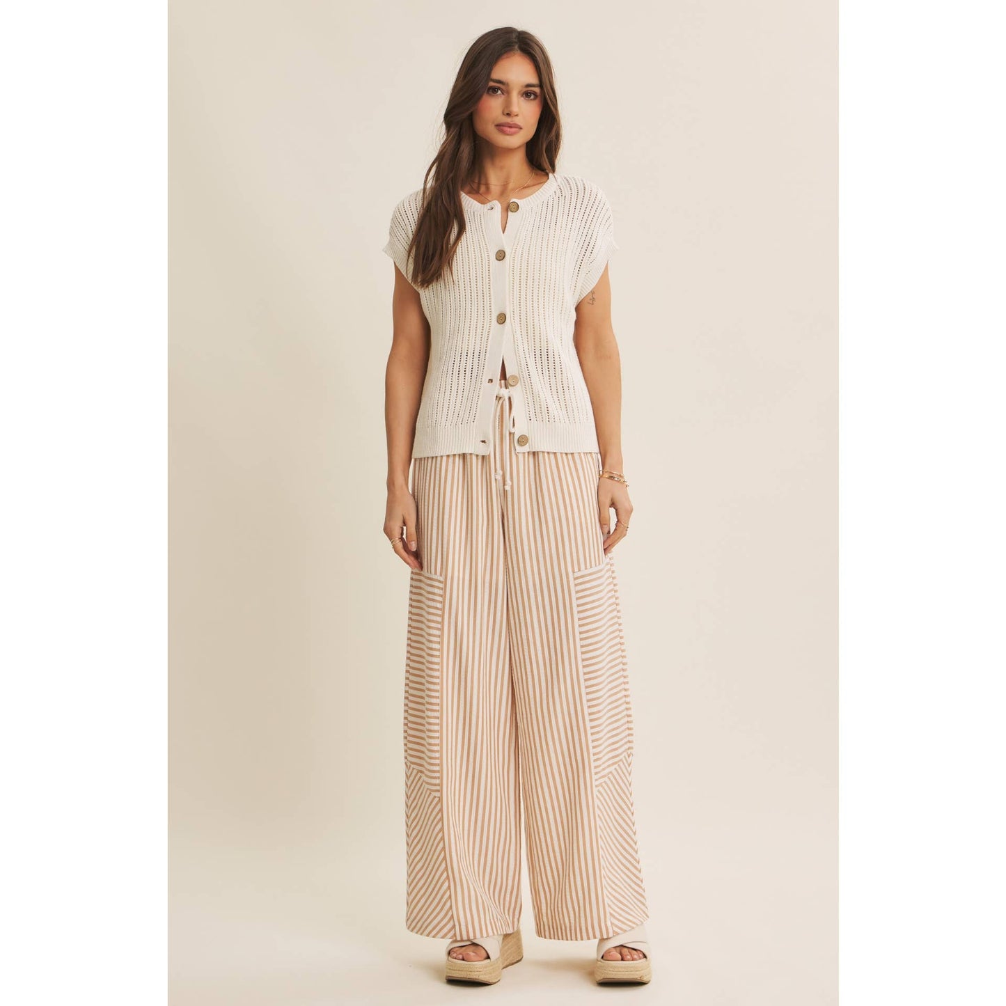 The Laurel Open-Knit Button-Down Sweater