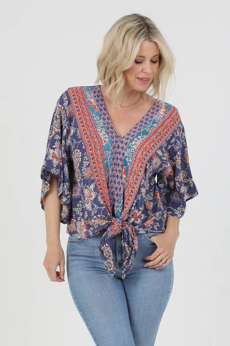 Lavender Floral Tie Top