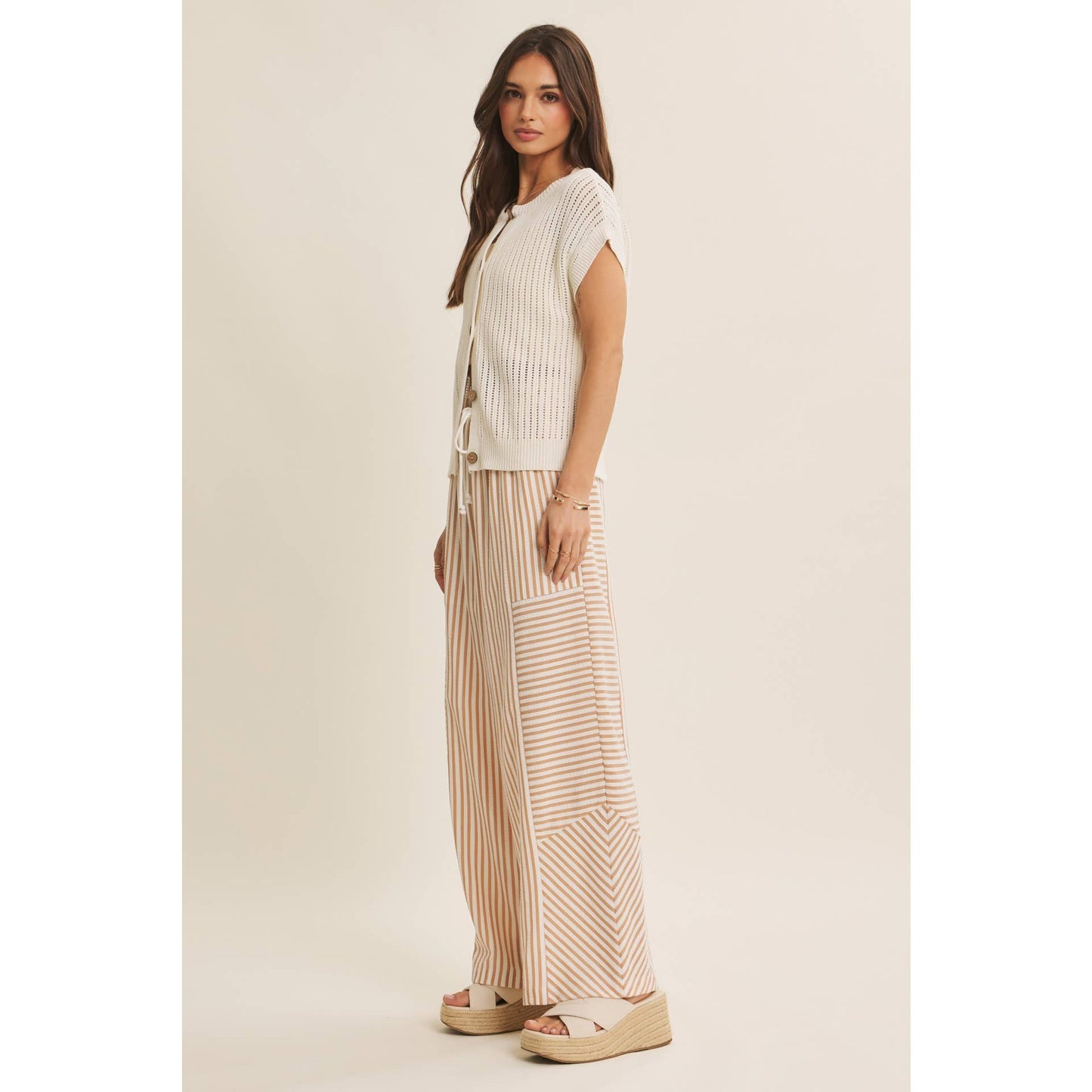 The Laurel Open-Knit Button-Down Sweater