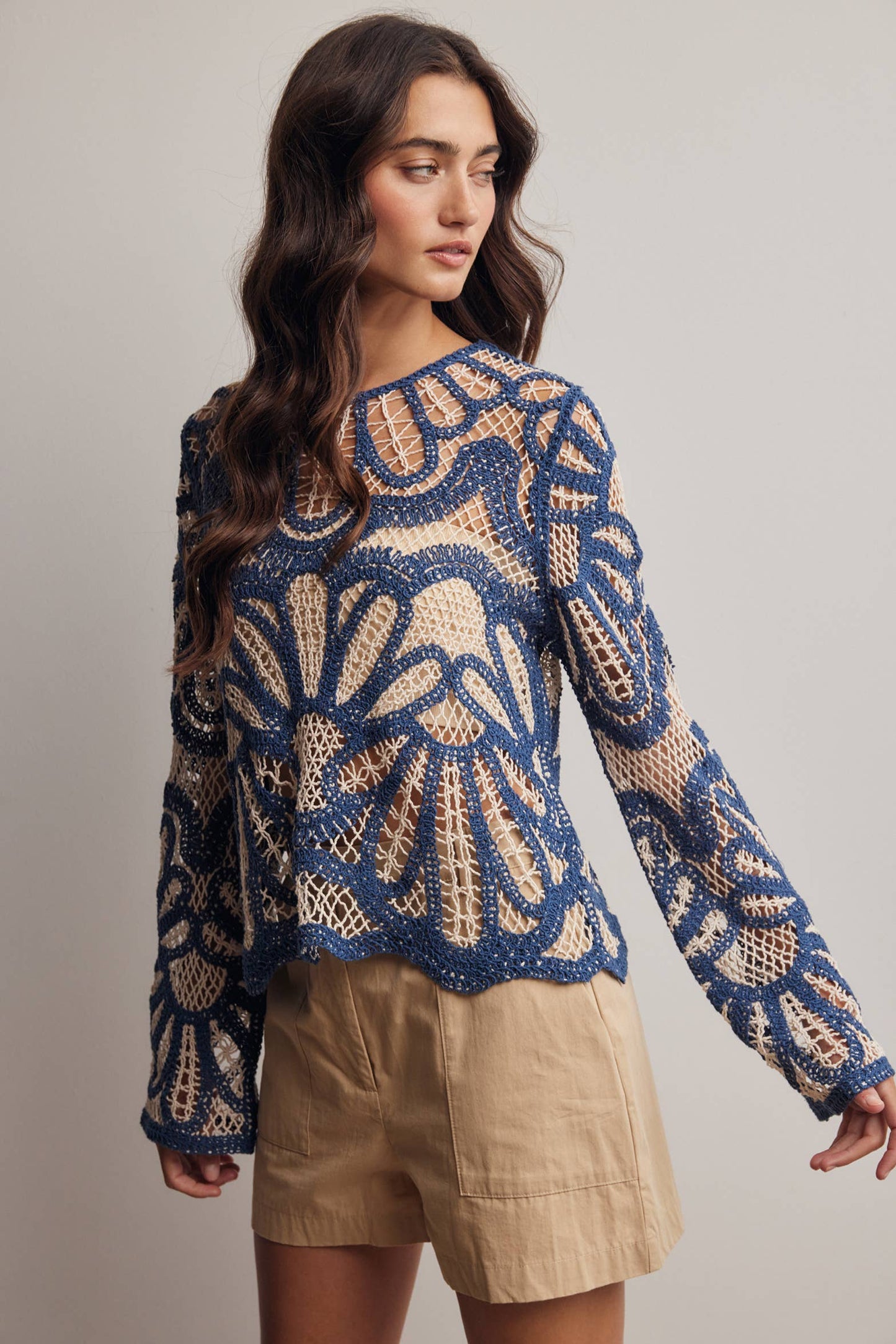 Vintage Bloom Crochet Sweater