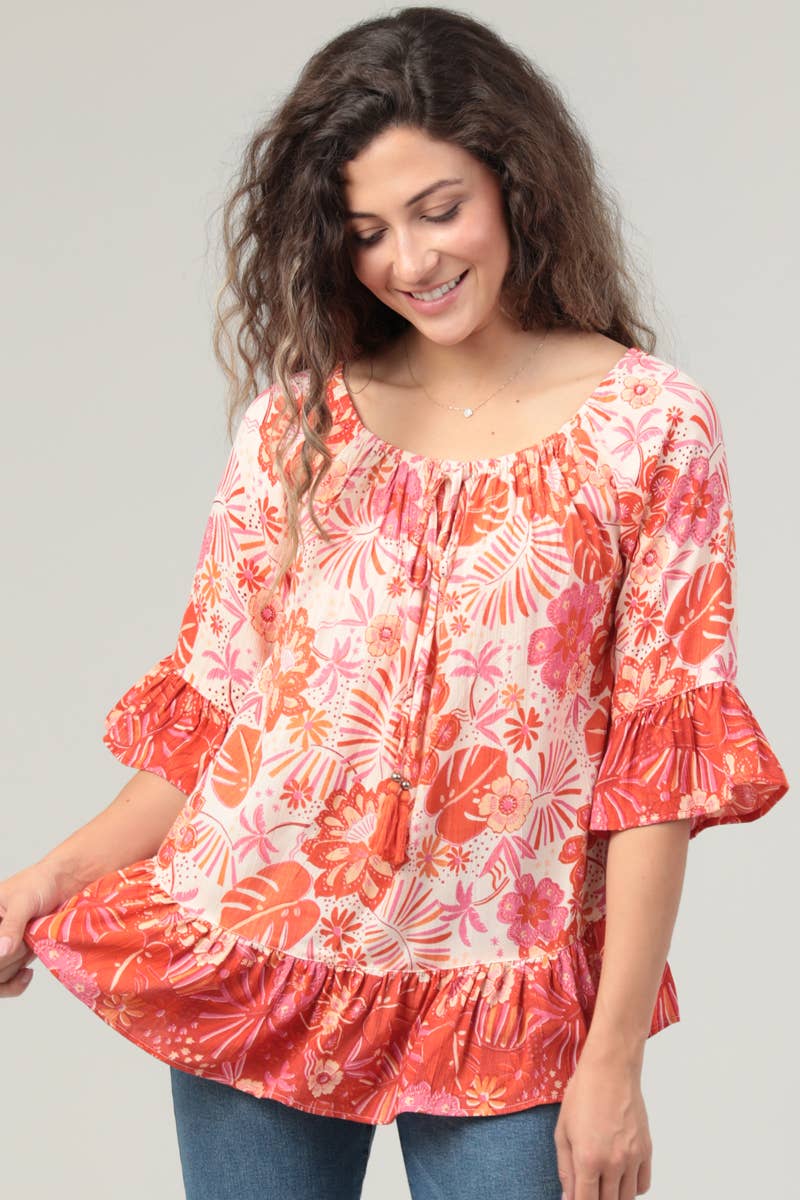 Peachy Pink Floral Top