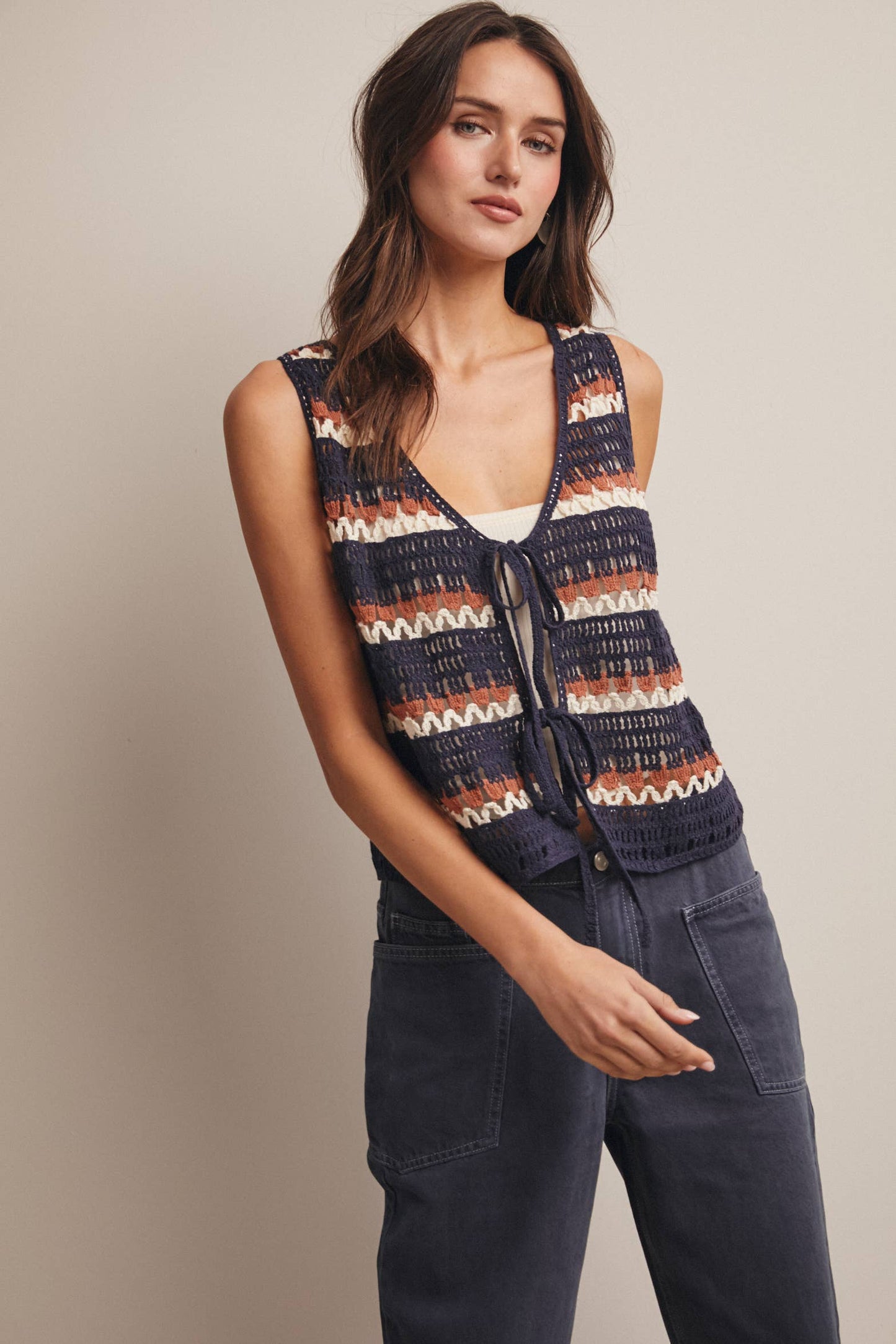 Canyon Stripe Crochet Vest