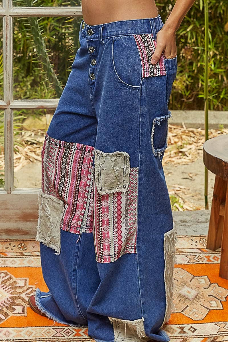 Indigo Edge Patchwork Pants