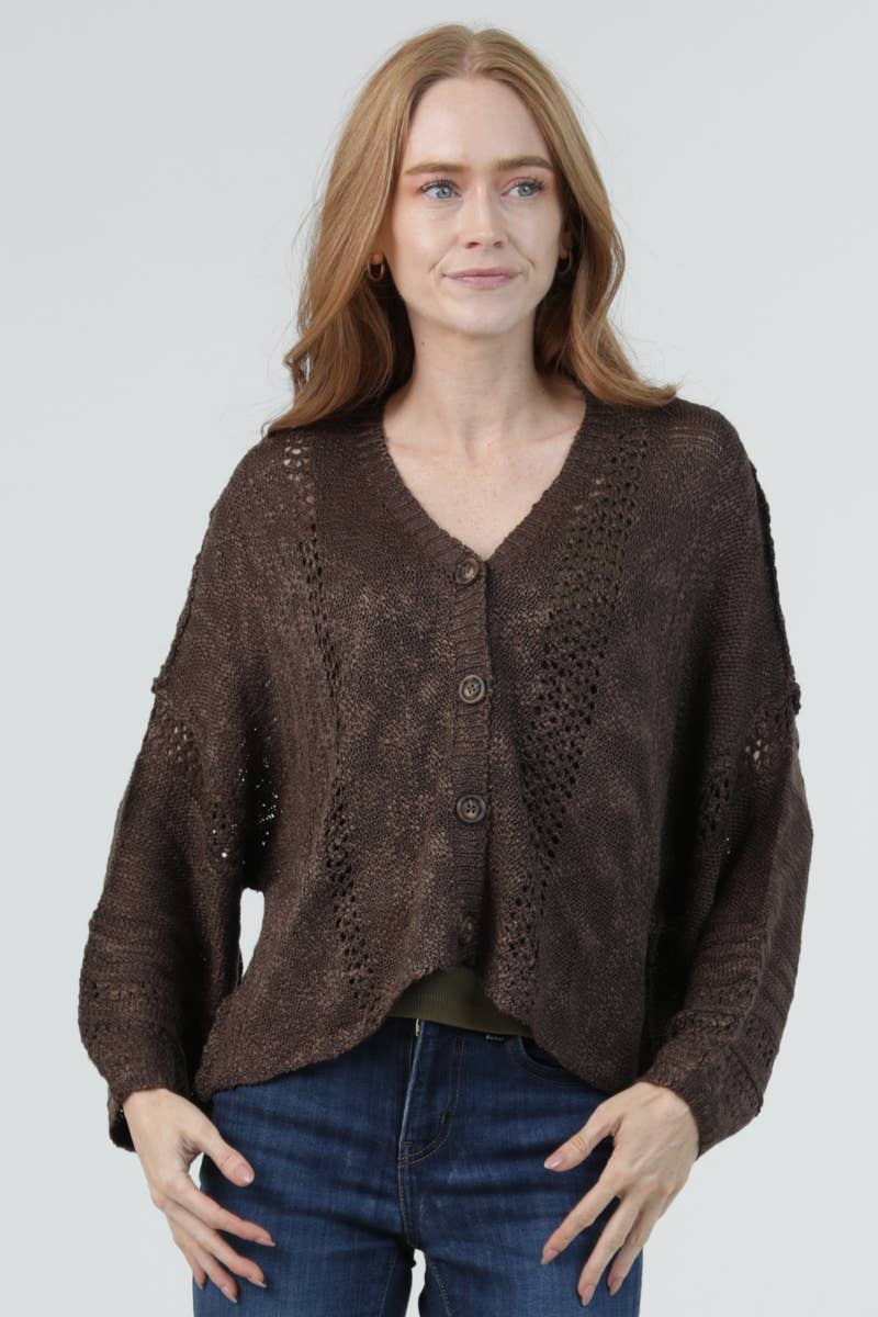 Brown Bark Crochet Cardigan